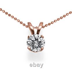 0.45 CT F I2 Solitaire Diamond Pendant Necklace 14K Rose Gold 55196273