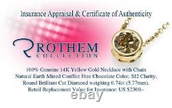 0.74 Carat Chocolate Diamond Pendant Yellow Gold 14K Necklace SI2 53258535