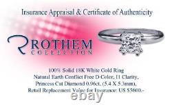 0.96 CT D I1 Princess Diamond Engagement Ring Solitaire 18K White Gold 15153053