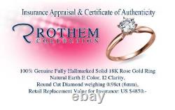 0.98 CT E I2 Solitaire Diamond Engagement Ring 18K Rose Gold 55098104