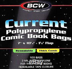 1000 Current Resealable THICK Comic Bags and Boards BCW Archival Book Storage
