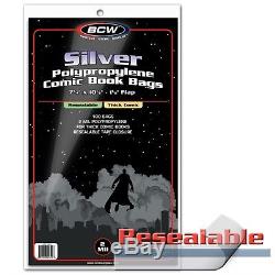 1000 Silver Comic Resealable THICK Bags and Boards BCW Archival Book Storage