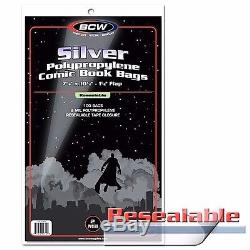 1000 Silver Resealable Bags and Boards New BCW Archival Comic Book Storage