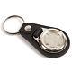 100 Blank 25mm Round Metal Fob Leather Look Keyring