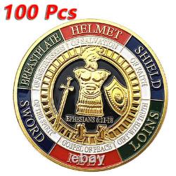 100 Pcs Put On the Whole Armor Of God Coin Commemorative Challenge Collection