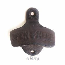 100 Rustic Cast Iron OPEN HERE Wall Mounted Beer Bottle Openers Bar Wholesale