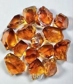 100ct Mandarin Citrine Eye Clean Facet Grade Rough Crystals lot from Africa