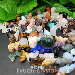 100pc Mix Natural Quartz Crystal Hand Carved MiniAnimals Skull Healing Wholesale