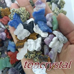 100pc Wholesale Mix Natural Quartz Crystal Butterfly Hand Carved Mini Skull Gift