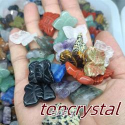 100pc Wholesale Mix Natural Quartz Crystal Butterfly Hand Carved Mini Skull Gift