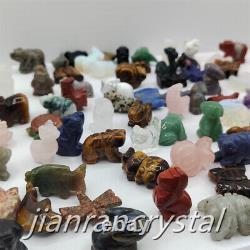 100pcs Mix Natural Quartz Crystal Skull Carved Crystal Skull Animal Wholesale