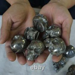 10Pcs 3.0LB Natural Golden PYRITE Crystal Skull Fool's Gold Africa Wholesale Lot