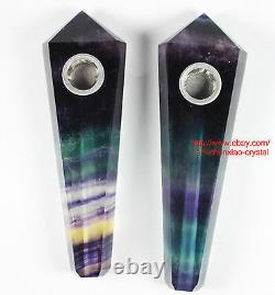 10Pcs Wholesale! Natural Purple/Green Fluorite Quartz Crystal Smoking Pipe