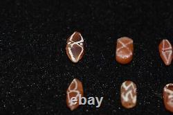 10 Ancient Etched Carnelian Longevity Stone Beads in very Good Condition