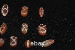 10 Ancient Etched Carnelian Longevity Stone Beads in very Good Condition