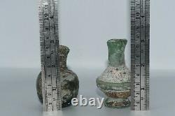 10 Ancient Roman Glass Medicine & Cosmetics Iridescent Glass Bottles Lot Sale