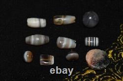 10 Authentic Ancient Banded Agate Stone Beads with Patina over 2000 Years Old
