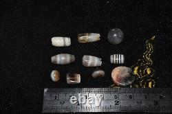 10 Authentic Ancient Banded Agate Stone Beads with Patina over 2000 Years Old