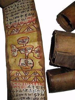 10 Old Ethiopian Ge'ez Magic Prayer Scrolls Ethiopia Manuscript Wholesale Lot