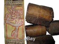 10 Old Ethiopian Ge'ez Magic Prayer Scrolls Ethiopia Manuscript Wholesale Lot