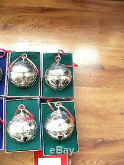 10 Wallace Silversmith Collectable Silver Sleigh Bell Ornaments