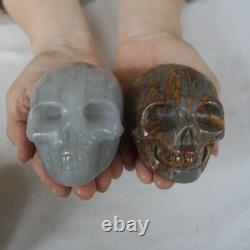 11.6LB 10Pcs Natural Jasper Calcite Skulls Crystal Carving Mixed Stones Healing