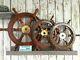 12, 18, 24 Nautical Boat Wooden/brass Ship Steering Wheel Combo Of 3 Pieces