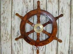 12, 18, 24 Nautical Boat Wooden/Brass Ship Steering Wheel Combo of 3 Pieces