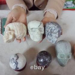 12.9LB 20Pcs Natural Quartz Crystal Jasper Skull Ball Point Mixed Stones Healing