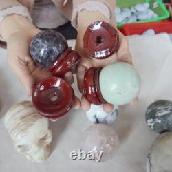 12.9LB 20Pcs Natural Quartz Crystal Jasper Skull Ball Point Mixed Stones Healing