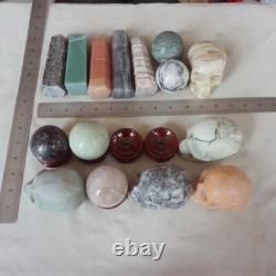 12.9LB 20Pcs Natural Quartz Crystal Jasper Skull Ball Point Mixed Stones Healing