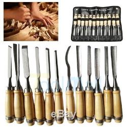 12 Piece Wood Carving Hand Chisel Tool Set Professional Woodworking Gouges Steel
