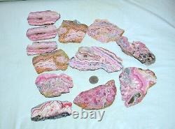 12 pcs LOT Rhodochrosite Slabs from Argentina Wholesale Bulk 4 Lbs