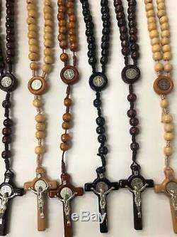 12 x Wholesale Bulk Wooden Rosary Necklace for Baptism, Wedding, Memorial