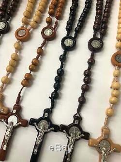12 x Wholesale Bulk Wooden Rosary Necklace for Baptism, Wedding, Memorial