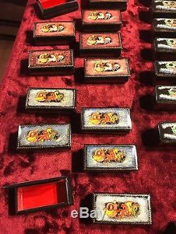 140 Hand Painted Russian Lacquer boxes, 4 sizes, Signed, Gorgeous collection