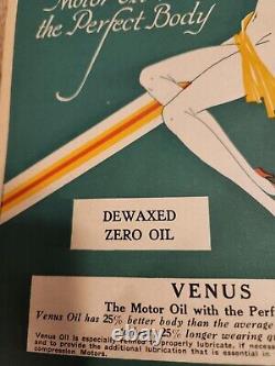 14 NOS 1929 Venus Motor Oil Unused Paper Label Dewaxed Zero Oil Pinup Girl