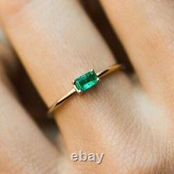 14k Gold Emerald Ring for Women Natural Certified Emerald Baguette