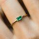14k Gold Emerald Ring For Women Natural Certified Emerald Baguette