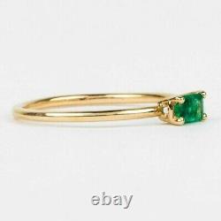 14k Gold Emerald Ring for Women Natural Certified Emerald Baguette