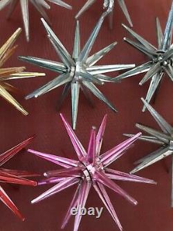 15 Vintage Sputnik Atomic Star Hard Plastic Ornaments