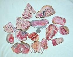 16 pcs LOT Gemmy Rhodochrosite Slabs Wholesale Bulk 4.62 lbs deep red A+