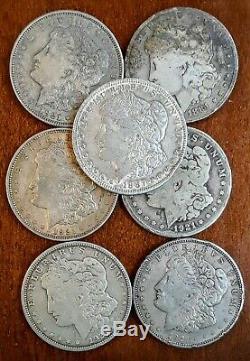 1800/1900's Morgan Dollar $1 Silver Mixed Dates/Mints 7 Collectible US Coins