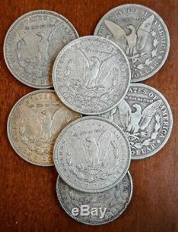1800/1900's Morgan Dollar $1 Silver Mixed Dates/Mints 7 Collectible US Coins
