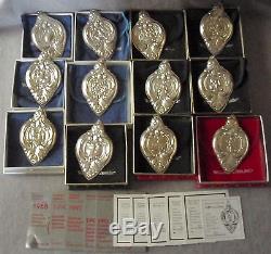 1988-1999 Wallace Grand Baroque Sterling 12 Days Christmas Ornament Set 12