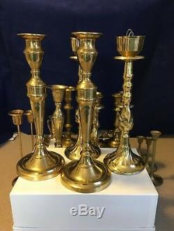 19 Vintage Mixed Lot Brass Candle Holders Candlesticks Wedding Home Decor Vintag