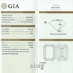 1.00 CT Loose Natural Diamond E VVS1 Emerald Cut GIA Certified Collection