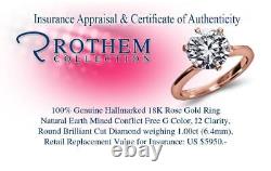 1.00 Carat Solitaire Diamond Engagement Ring 18K Rose Gold I2 54675230