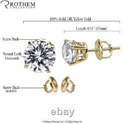 1.07 CT J SI2 Diamond Stud Earrings 14K Yellow Gold Birthday Wedding 53806291