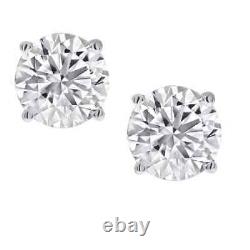 1/2ct TW Real (Natural) Round Diamond Solitaire Stud Earrings in 14K White Gold